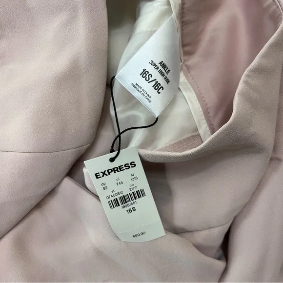 NWT Express Light Pink Ankle Super High Rise Pants Size 16S - Picture 9 of 9